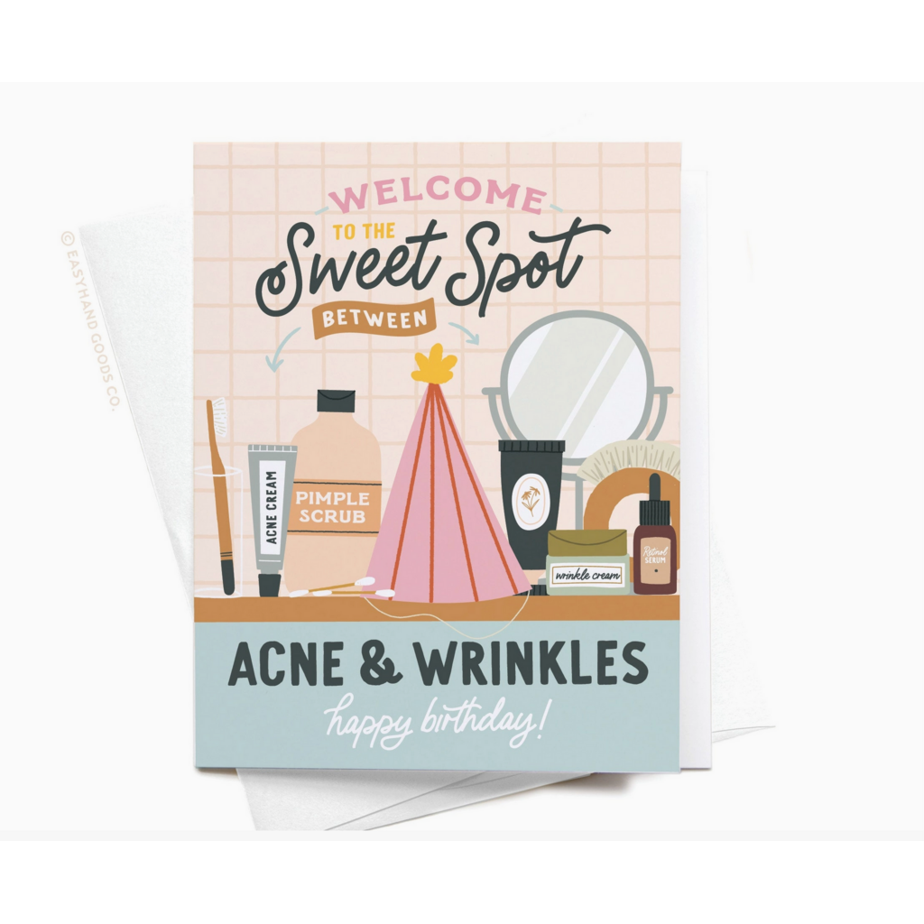 Sweet Spot Between Acne & Wrinkles Birthday Card