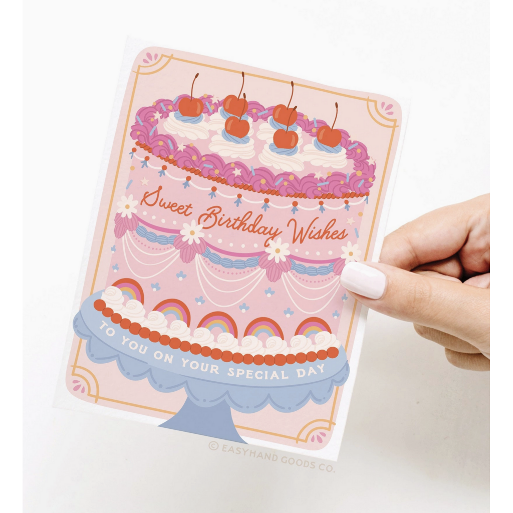 Sweet Birthday Wishes Retro Cake Card