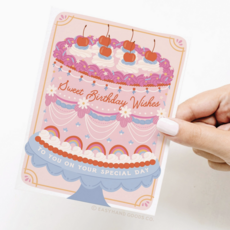 Sweet Birthday Wishes Retro Cake Card