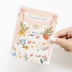 Oh Happy Day Floral Cake Wedding Card