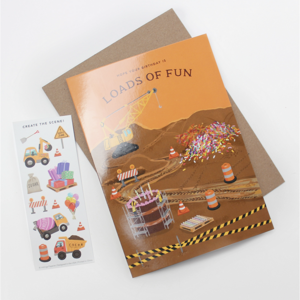 Construction Birthday Sticker Scene Card