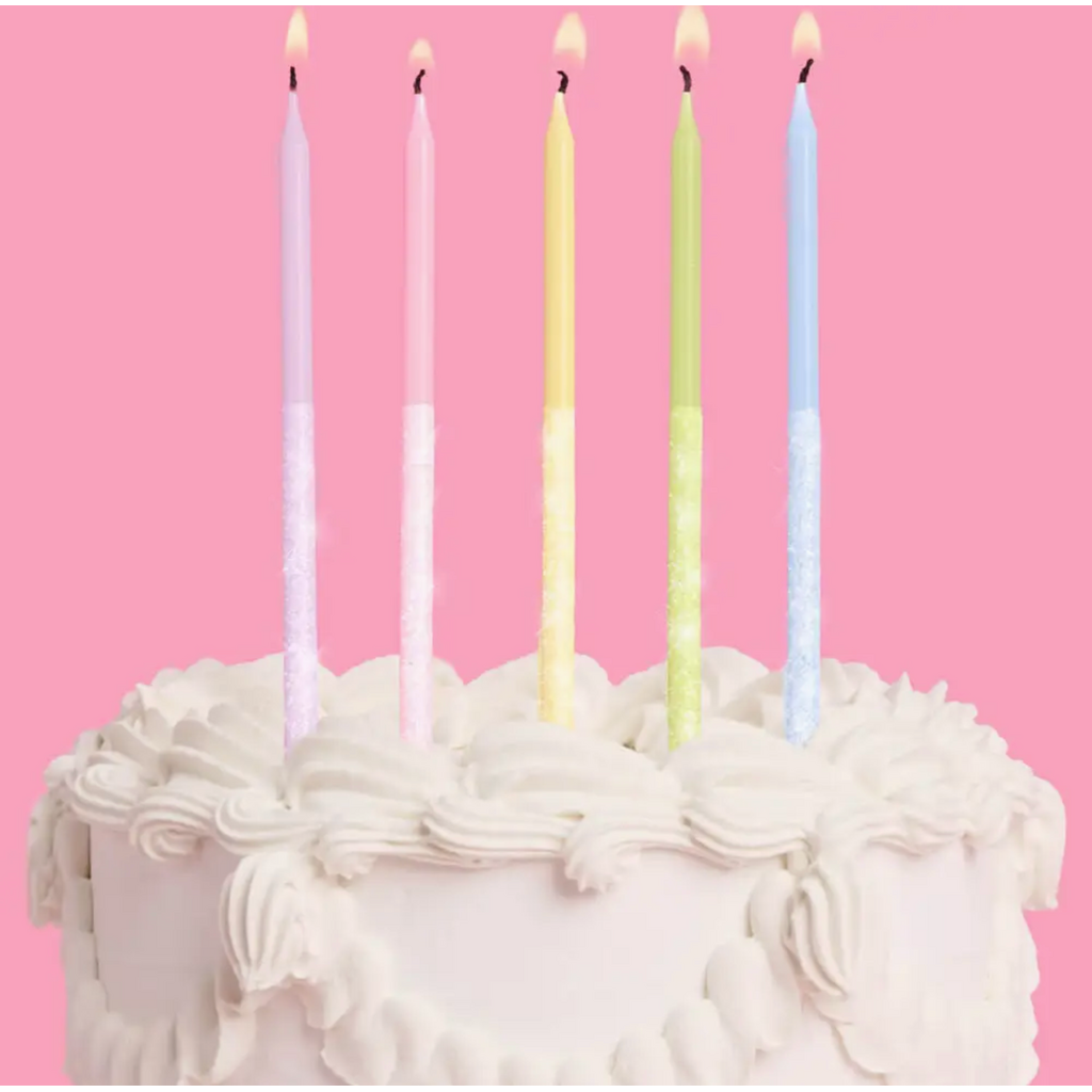 Pastel Glitter Cake Candles