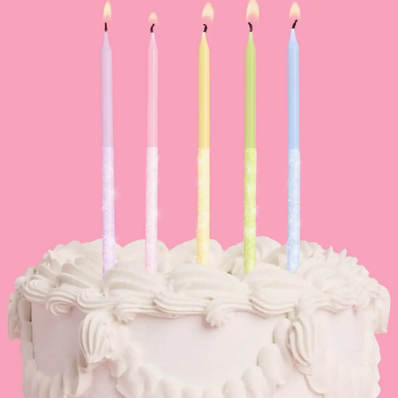 Pastel Glitter Cake Candles