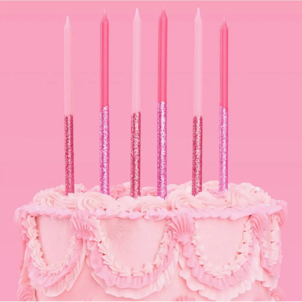 Pink Glitter Party Cake Candles