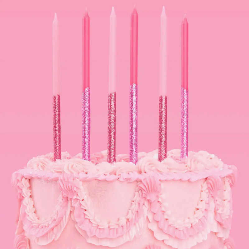 Pink Glitter Party Cake Candles