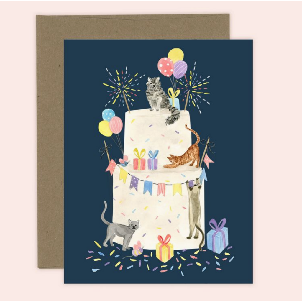 Party Cat Cake Birthday Card