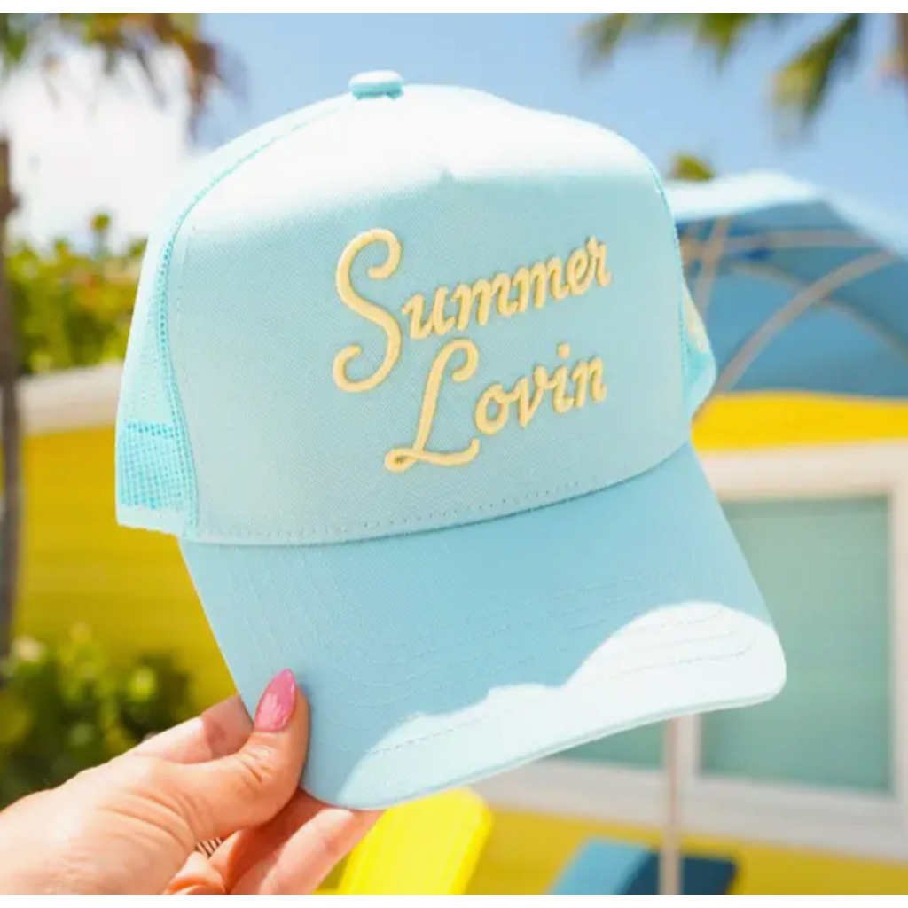 Summer Lovin Baby Blue Canvas Trucker Hat