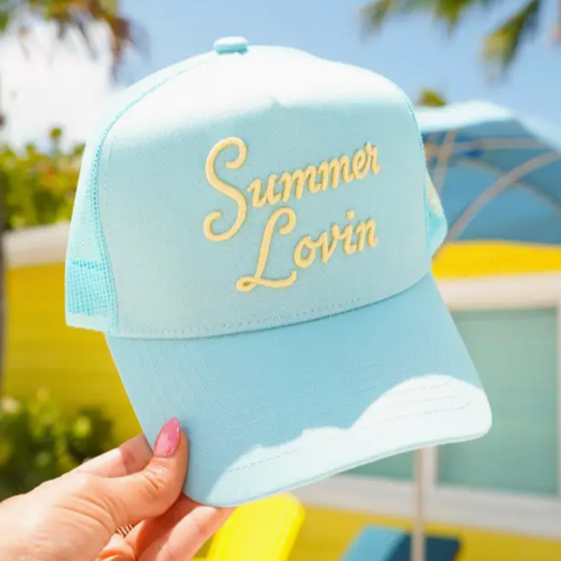 Summer Lovin Baby Blue Canvas Trucker Hat