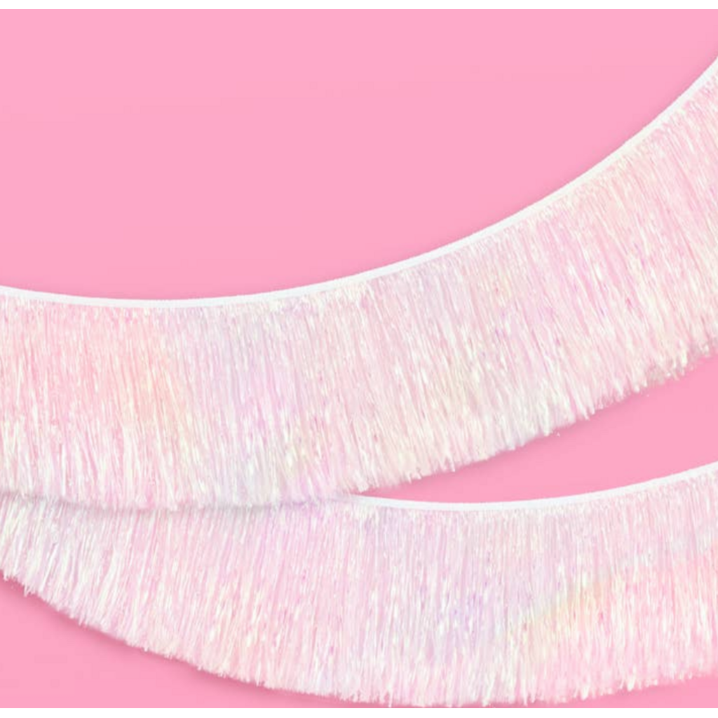 White Iridescent Fringe Banner 5ft