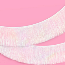 White Iridescent Fringe Banner 5ft
