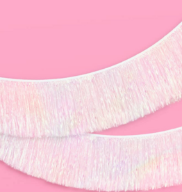 White Iridescent Fringe Banner 5ft