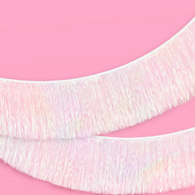 White Iridescent Fringe Banner 5ft