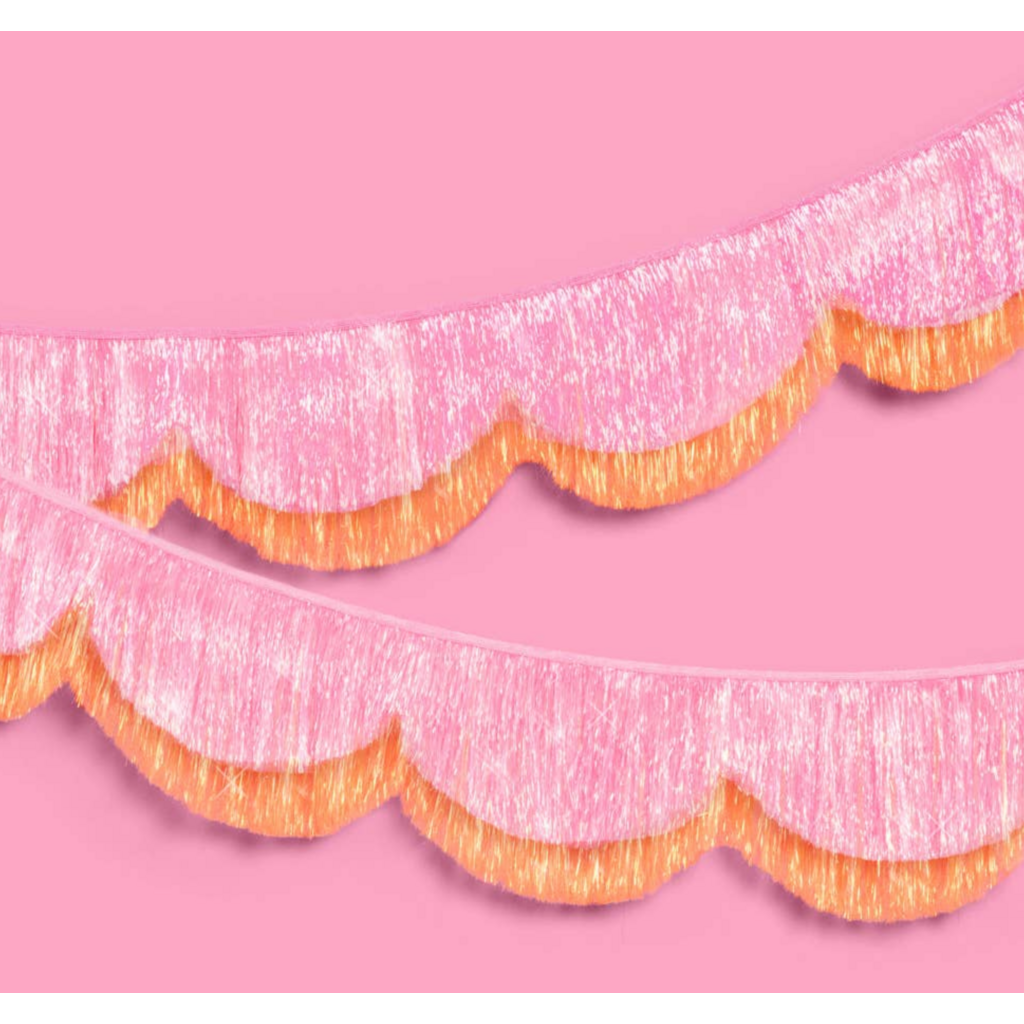 Pink Orange Scallop Fringe Banner