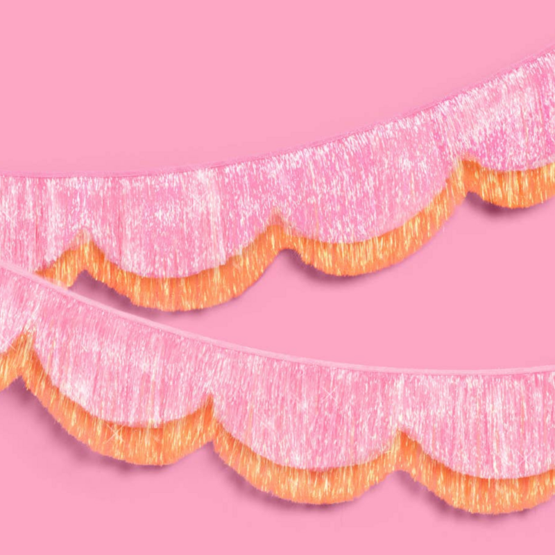 Pink Orange Scallop Fringe Banner