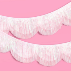 White Iridescent Scallop Fringe Banner