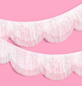 White Iridescent Scallop Fringe Banner
