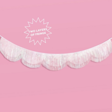White Iridescent Scallop Fringe Banner