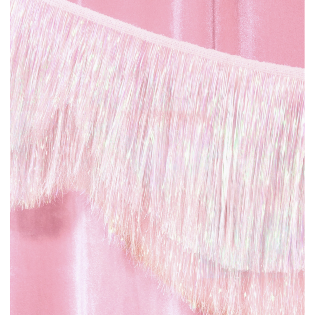 White Iridescent Scallop Fringe Banner