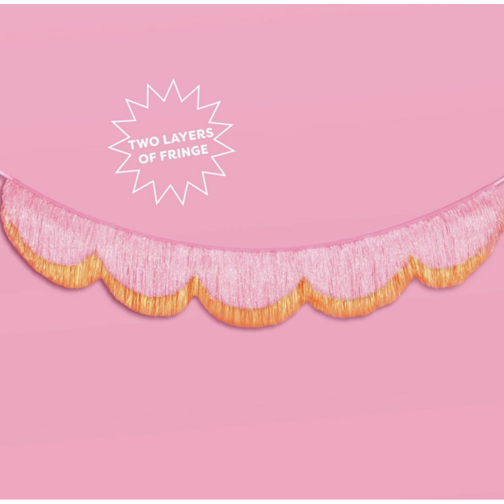 Pink Orange Scallop Fringe Banner