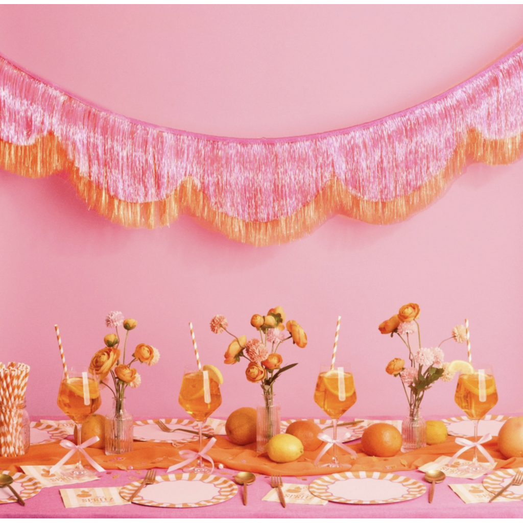 Pink Orange Scallop Fringe Banner