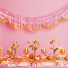 Pink Orange Scallop Fringe Banner