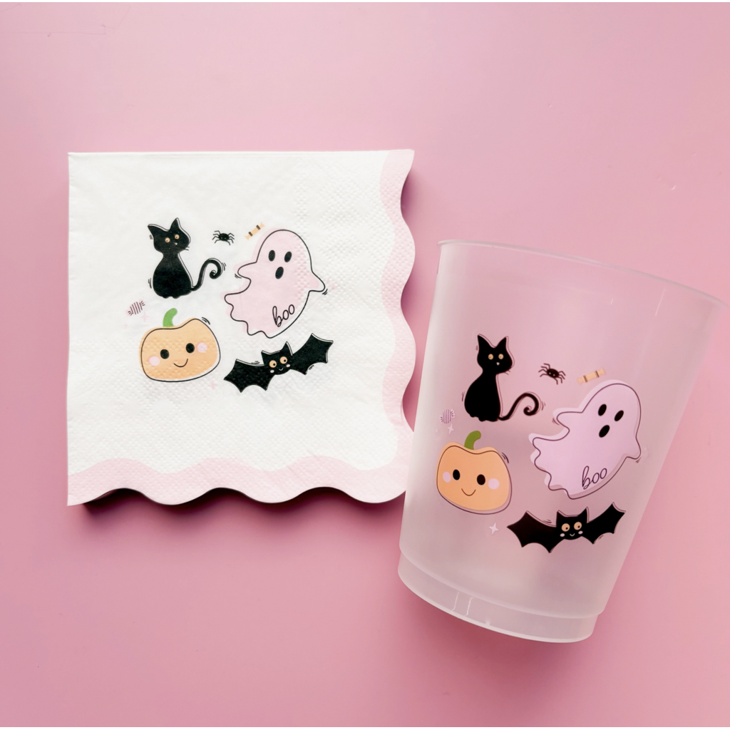 Boo Crew Wavy Halloween Cocktail Beverage Napkins