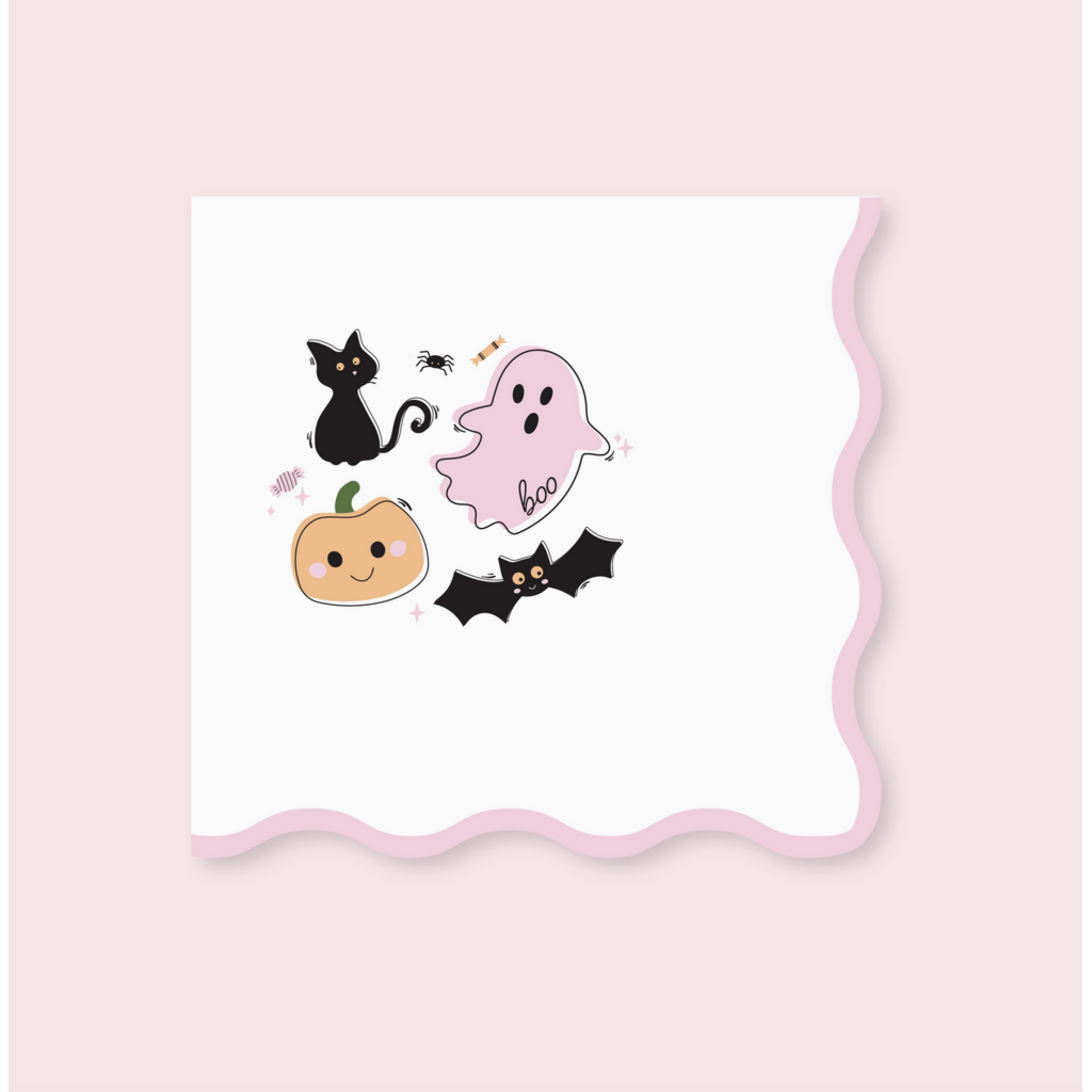 Boo Crew Wavy Halloween Cocktail Beverage Napkins