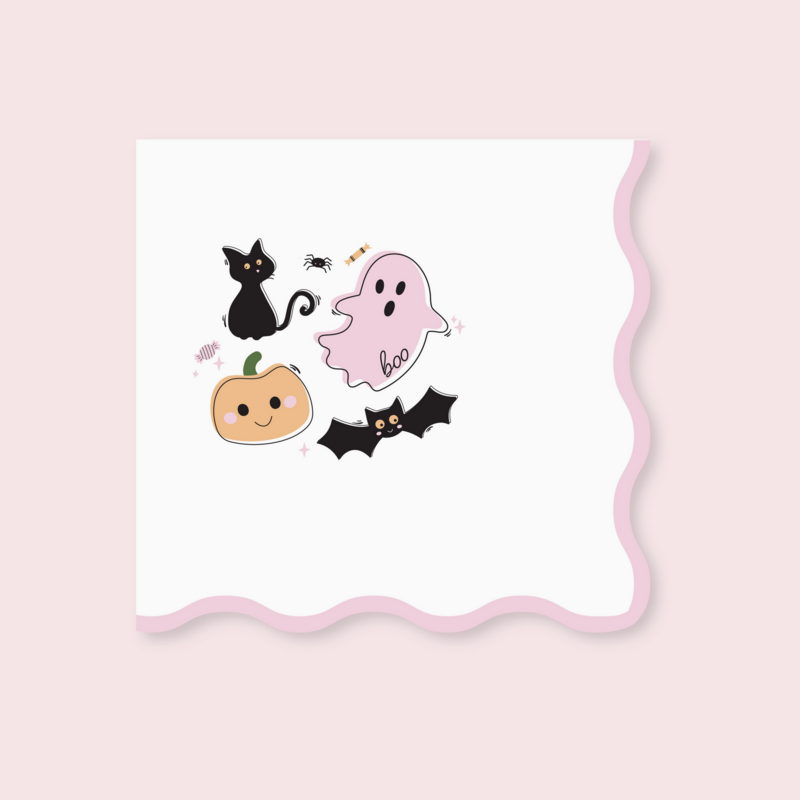 Boo Crew Wavy Halloween Cocktail Beverage Napkins