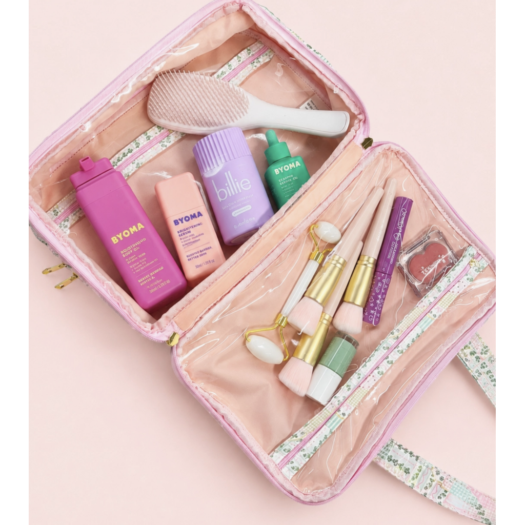 Wipeable Travel Cosmetic Case - Patchwork Floral
