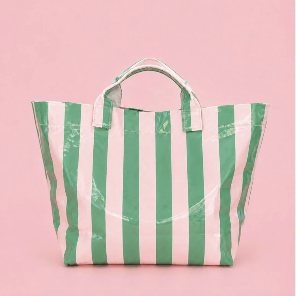 Gloss & Go Colorful Stripe Wipeable Tote Bag