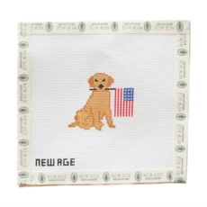 Patriotic Golden Retriever Needlepoint Canvas