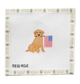 Patriotic Golden Retriever Needlepoint Canvas