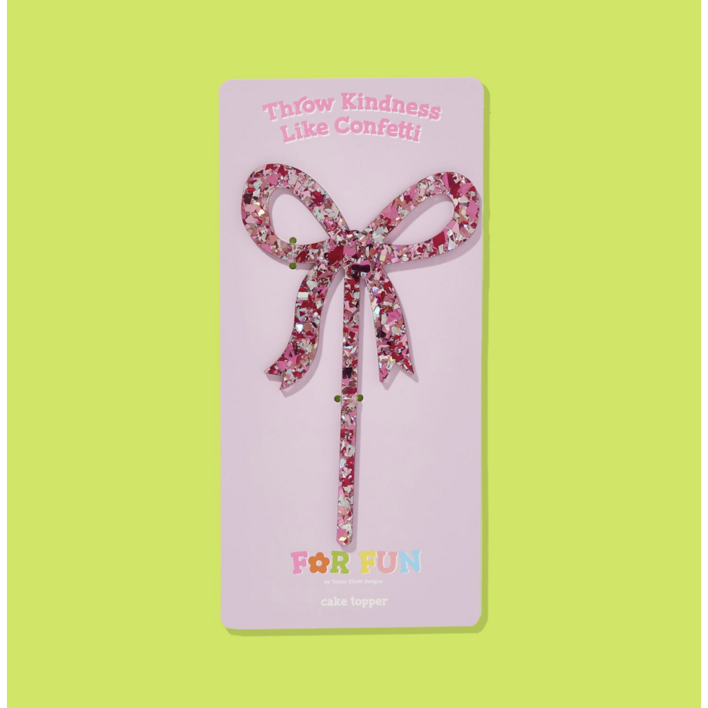 Pink Bow Confetti Cake Topper