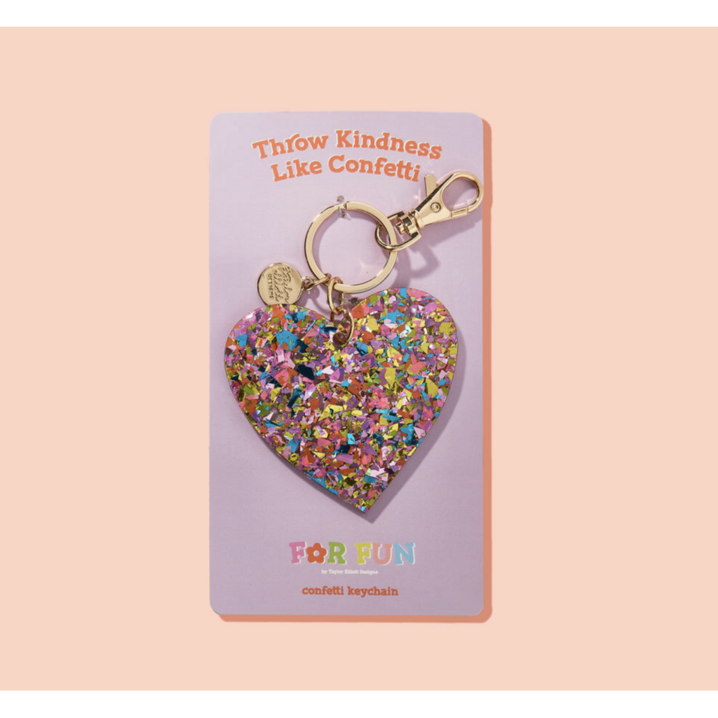 Happy Confetti Heart Keychain