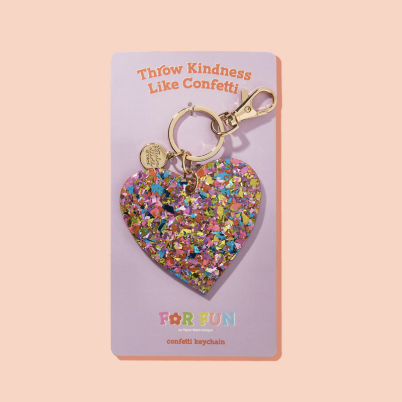 Happy Confetti Heart Keychain
