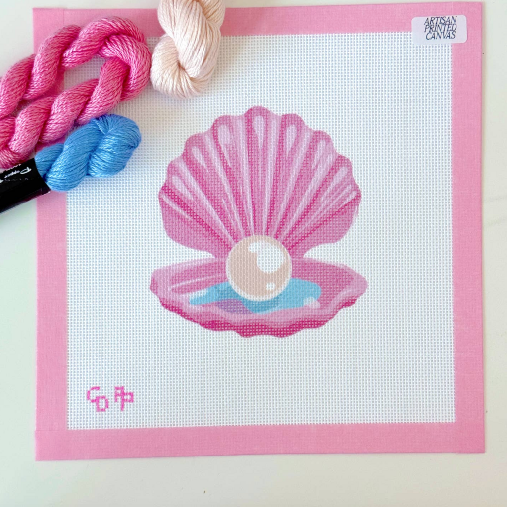 Pink Pearl Shell Needlepoint Canvas