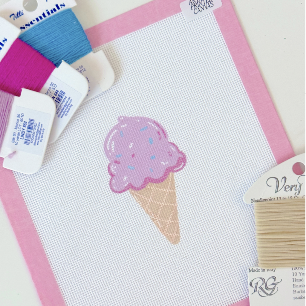 Summer Ice Cream Cone Needlepoint Canvas