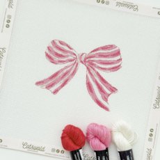 Pink Red Striped Bow Needlepoint Canvas