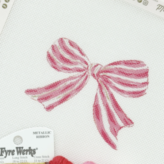 Pink Red Striped Bow Needlepoint Canvas