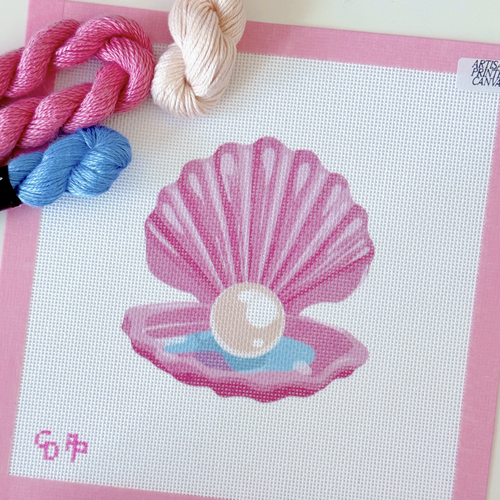 Pink Pearl Shell Needlepoint Canvas
