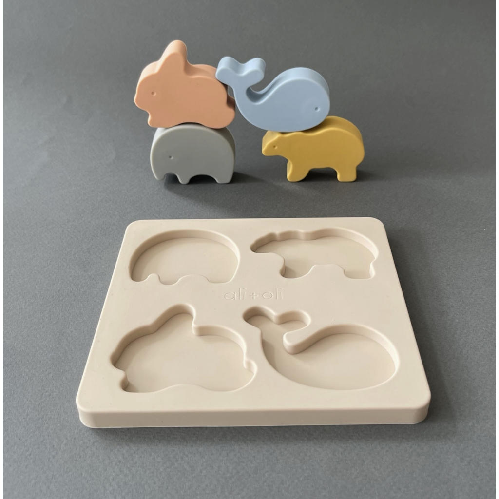 Baby Soft Silicone Mini-Animal Puzzle - 4 Piece