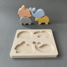 Baby Soft Silicone Mini-Animal Puzzle - 4 Piece