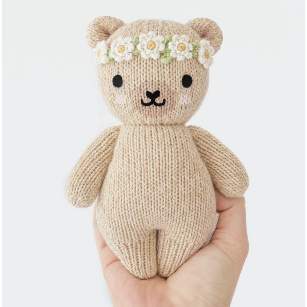 Ivory Floral Baby Honey Bear