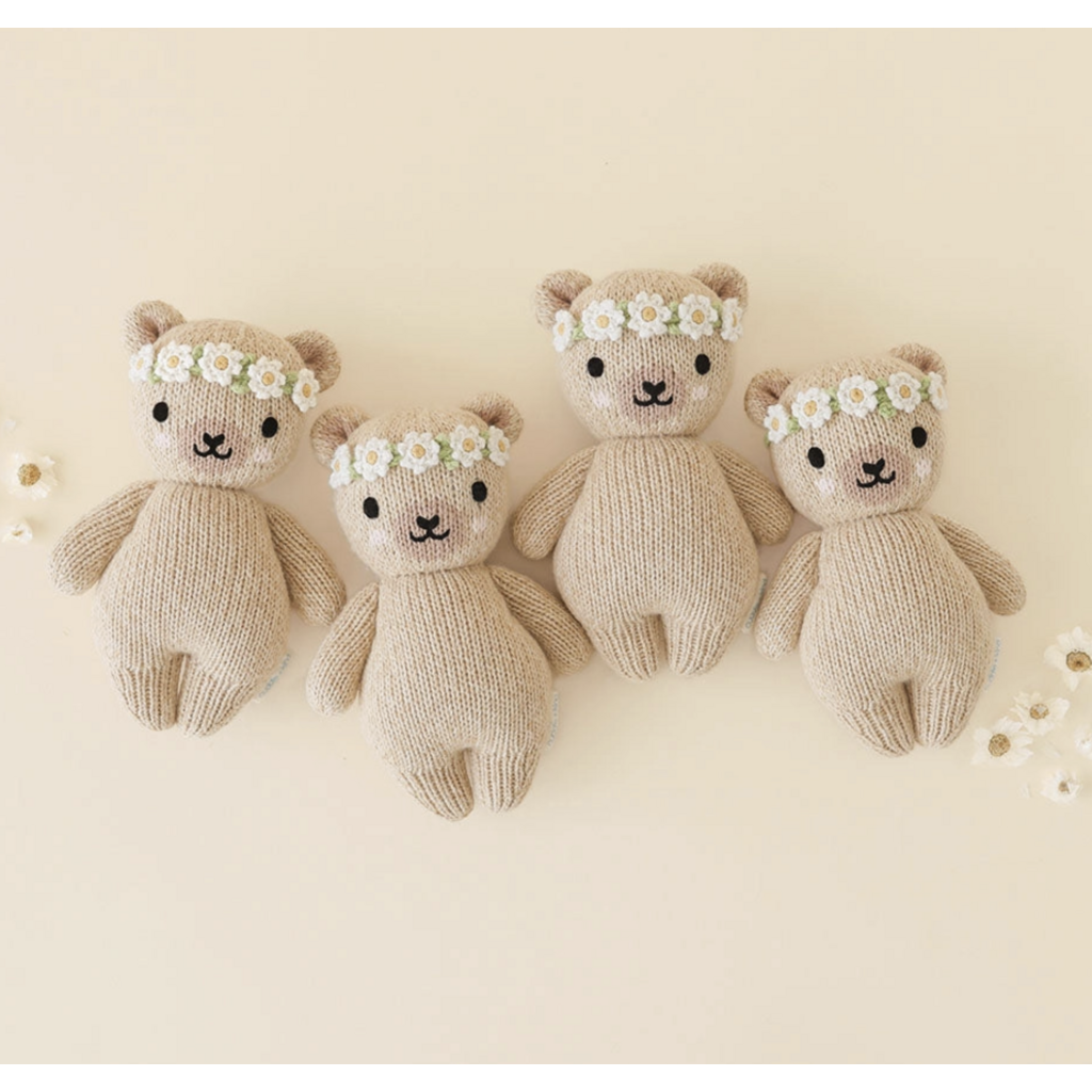 Ivory Floral Baby Honey Bear