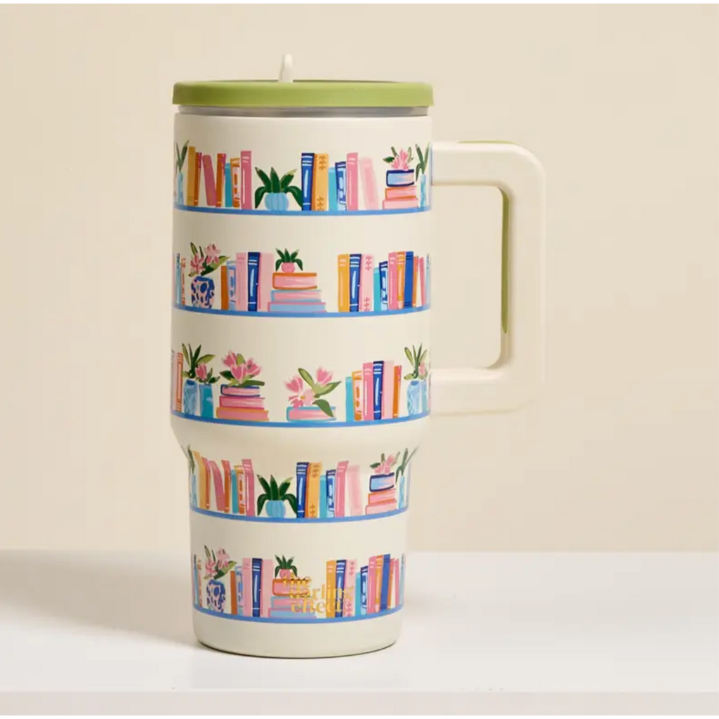 Book Shelfie Flip Straw Tumbler