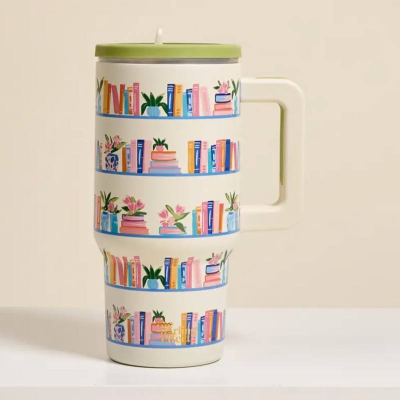 Book Shelfie Flip Straw Tumbler