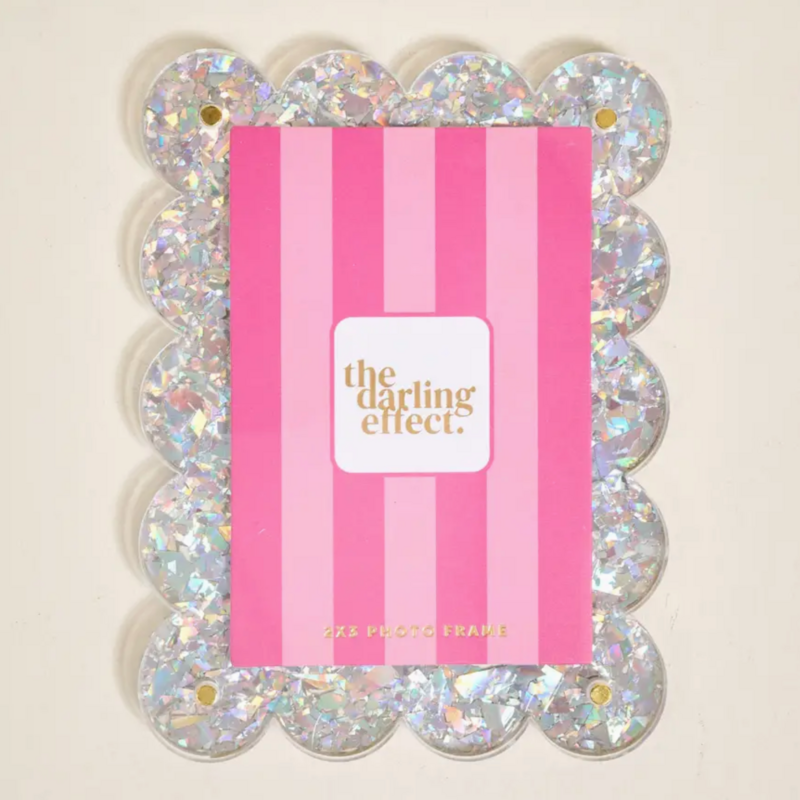 Silver Glitter Mini Acrylic Magnet Frame
