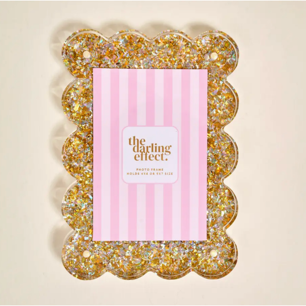Gold Glitter Scalloped Acrylic Frame