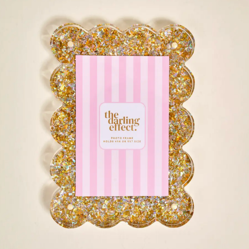 Gold Glitter Scalloped Acrylic Frame