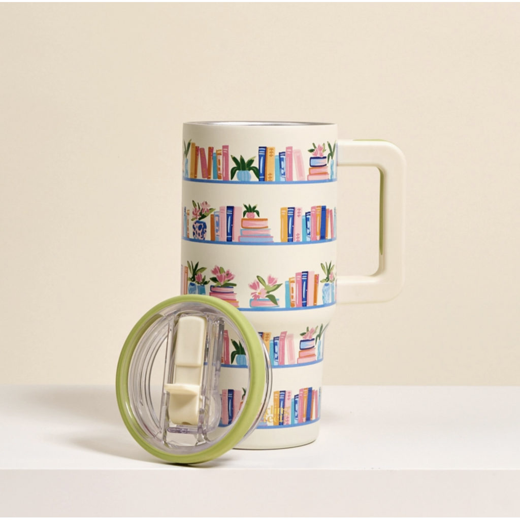 Book Shelfie Flip Straw Tumbler